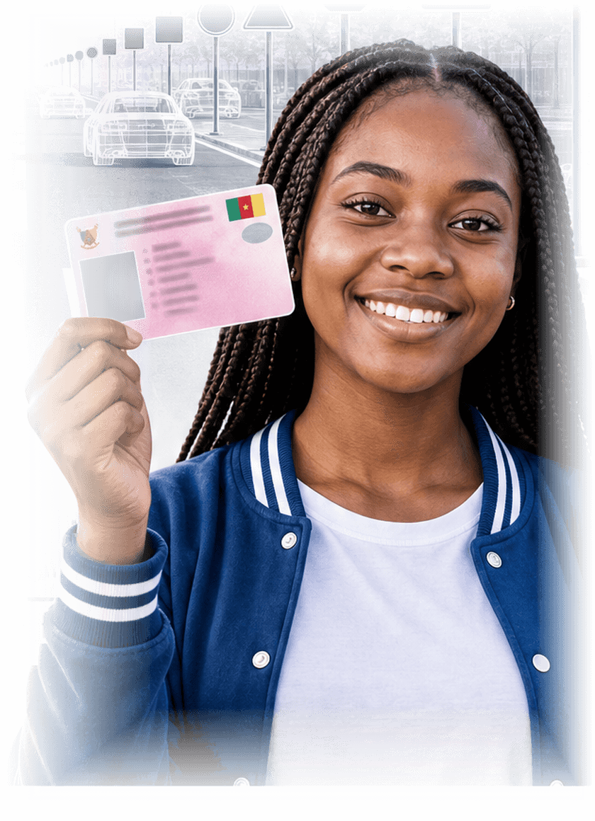 Une apprenante montrant son permis de conduire